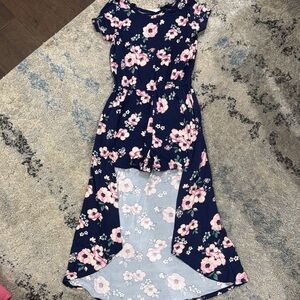 btween Navy and Pink Floral Kids Girl’s Romper Dress